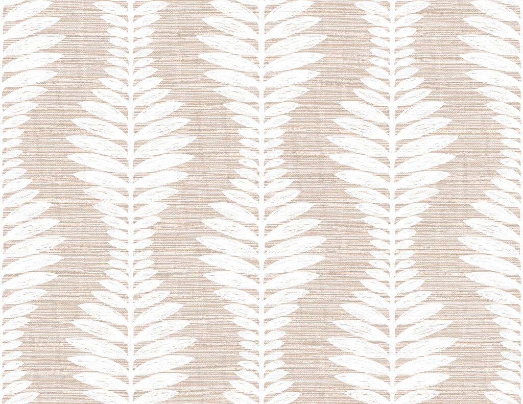 Malibu Carina Leaf Ogee Wallpaper - Coastal Botanical - Blush | Malibu Wallpaper