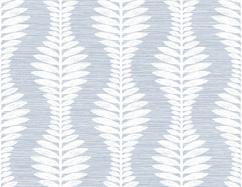 Malibu Carina Leaf Ogee Wallpaper - Coastal Botanical - Charlotte Blue | Malibu Wallpaper