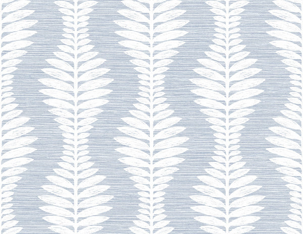 Malibu Carina Leaf Ogee Wallpaper - Coastal Botanical - Charlotte Blue | Malibu Wallpaper