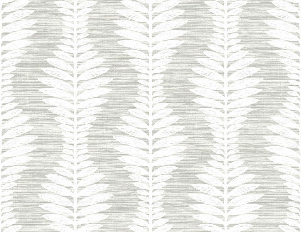 Malibu Carina Leaf Ogee Wallpaper - Coastal Botanical - Sea Salt | Malibu Wallpaper