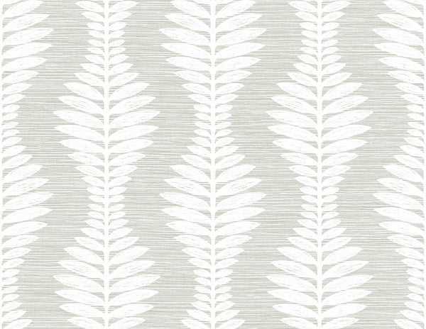 Malibu Carina Leaf Ogee Wallpaper - Coastal Botanical - Sea Salt | Malibu Wallpaper