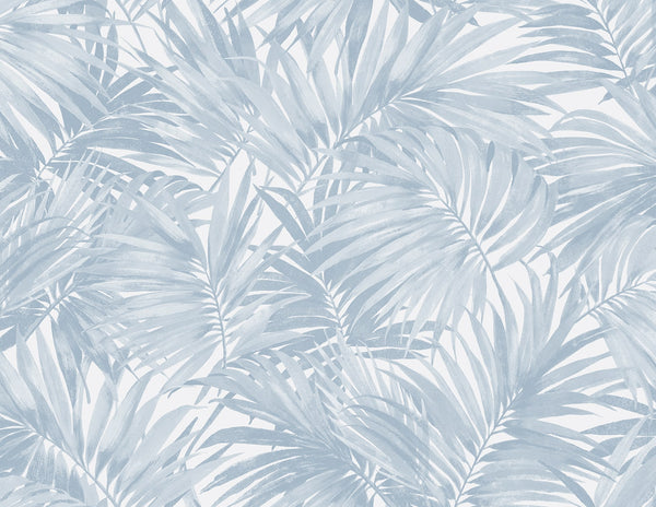 Malibu Cordelia Tossed Palms Wallpaper - Coastal Botanical - Blue Shale | Malibu Wallpaper
