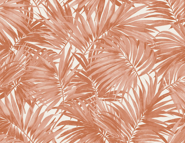 Malibu Cordelia Tossed Palms Wallpaper - Coastal Botanical - Coral | Malibu Wallpaper