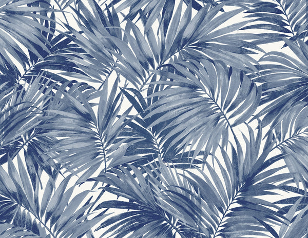 Malibu Cordelia Tossed Palms Wallpaper - Coastal Botanical - Pacific Blue | Malibu Wallpaper