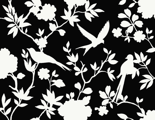 Malibu Kauai Bird Toile Wallpaper - Traditional Toile - Inkwell | Malibu Wallpaper