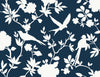 Malibu Kauai Bird Toile Wallpaper - Traditional Toile - Denim Blue | Malibu Wallpaper