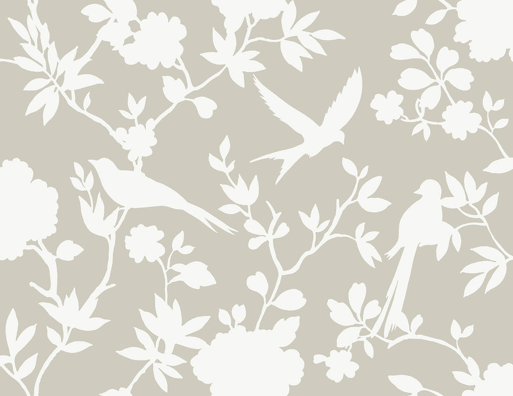 Malibu Kauai Bird Toile Wallpaper - Traditional Toile - Argos Grey | Malibu Wallpaper