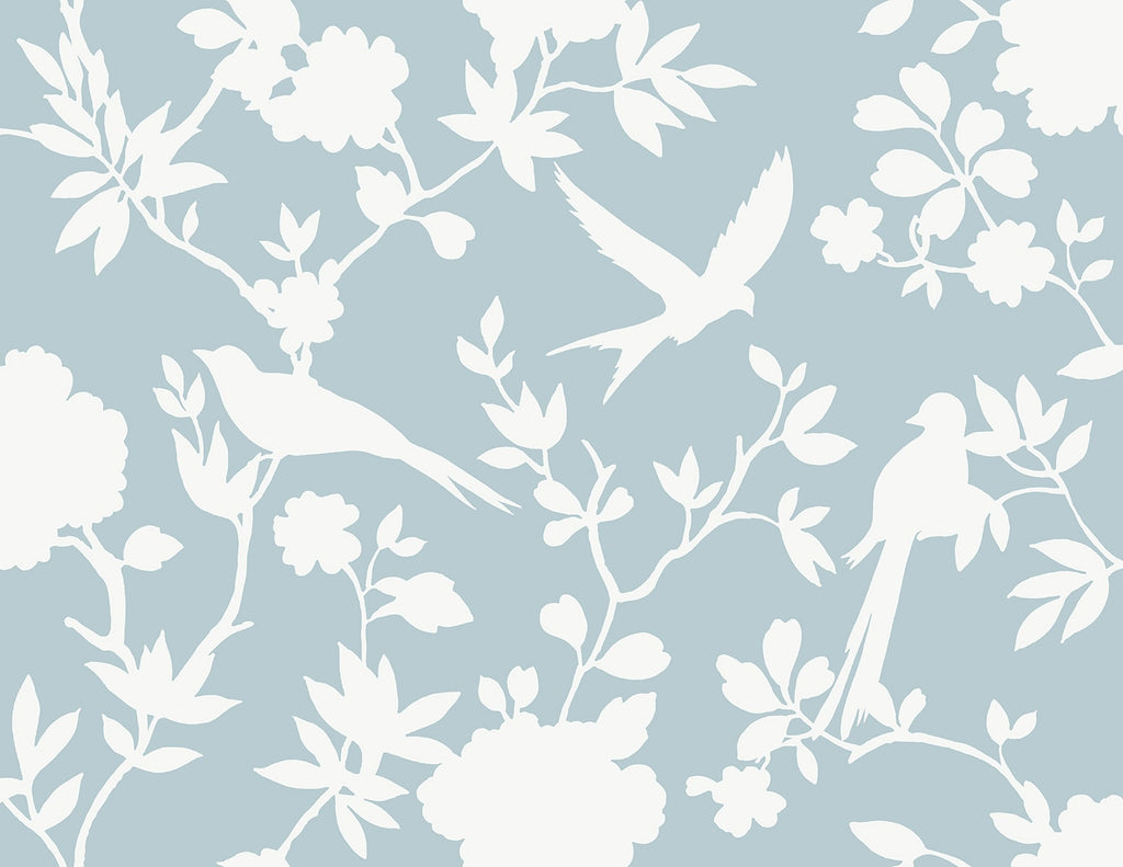 Malibu Kauai Bird Toile Wallpaper - Traditional Toile - Hampton Blue | Malibu Wallpaper