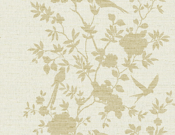 Aloha Bird Trail Traditional Toile - Golden | Architectural Wallcoverings