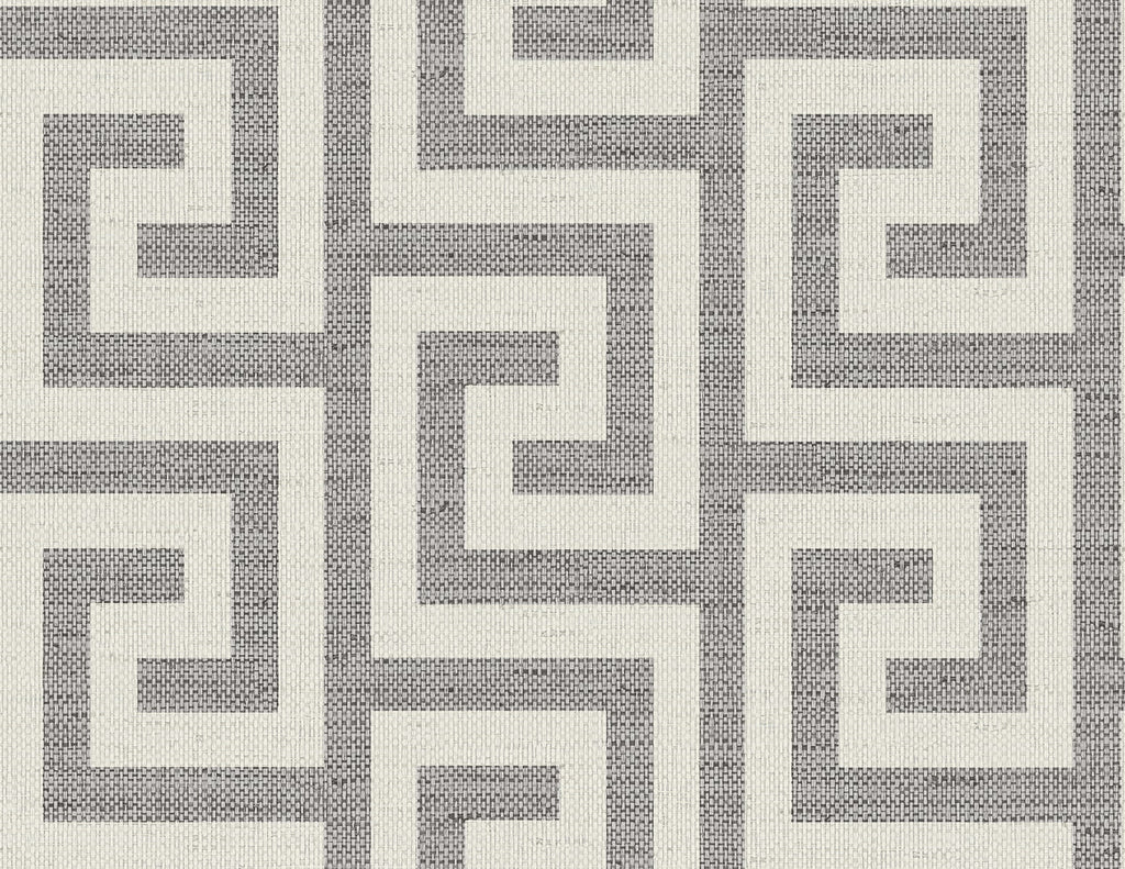 Malibu Luna Retreat Greek Key Wallpaper - Coastal Geometric - Charcoal | Malibu Wallpaper