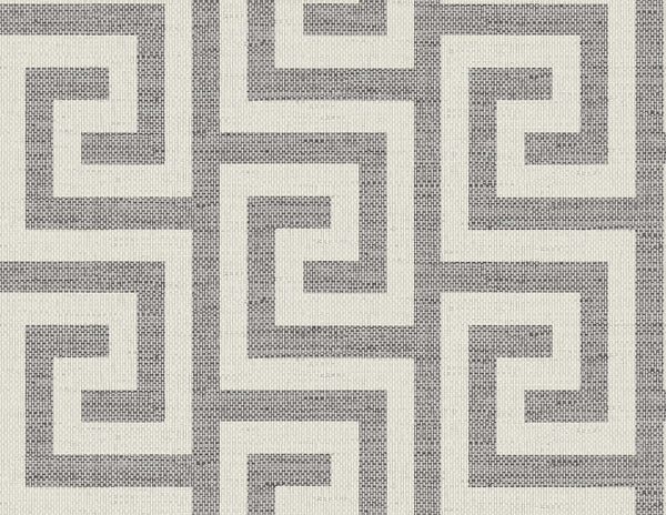 Malibu Luna Retreat Greek Key Wallpaper - Coastal Geometric - Charcoal | Malibu Wallpaper