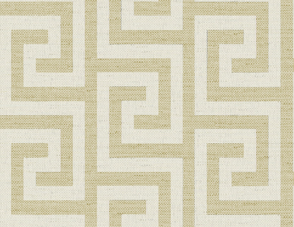 Malibu Luna Retreat Greek Key Wallpaper - Coastal Geometric - Golden | Malibu Wallpaper