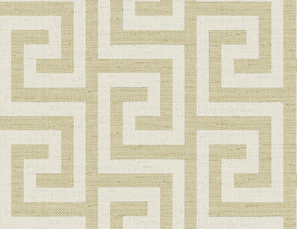 Malibu Luna Retreat Greek Key Wallpaper - Coastal Geometric - Golden | Malibu Wallpaper