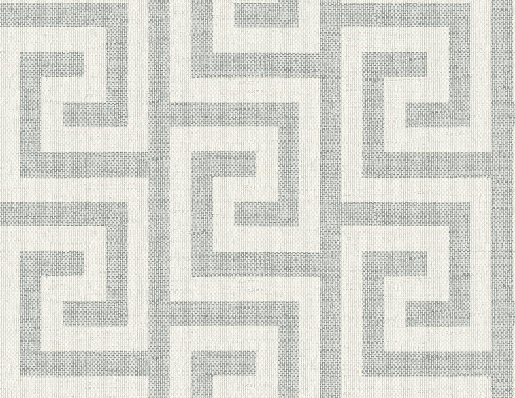 Malibu Luna Retreat Greek Key Wallpaper - Coastal Geometric - Pewter | Malibu Wallpaper