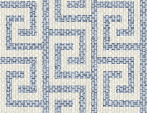 Malibu Luna Retreat Greek Key Wallpaper - Coastal Geometric - Blue Lake | Malibu Wallpaper