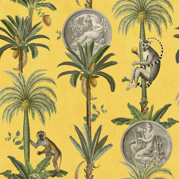 Lémurs Yellow, Roll Vinyl Wallcoverings | Coordonné