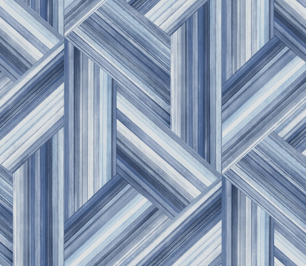 Malibu Geo Inlay Wallpaper - Contemporary Geometric - Denim and Sky Blue | Malibu Wallpaper