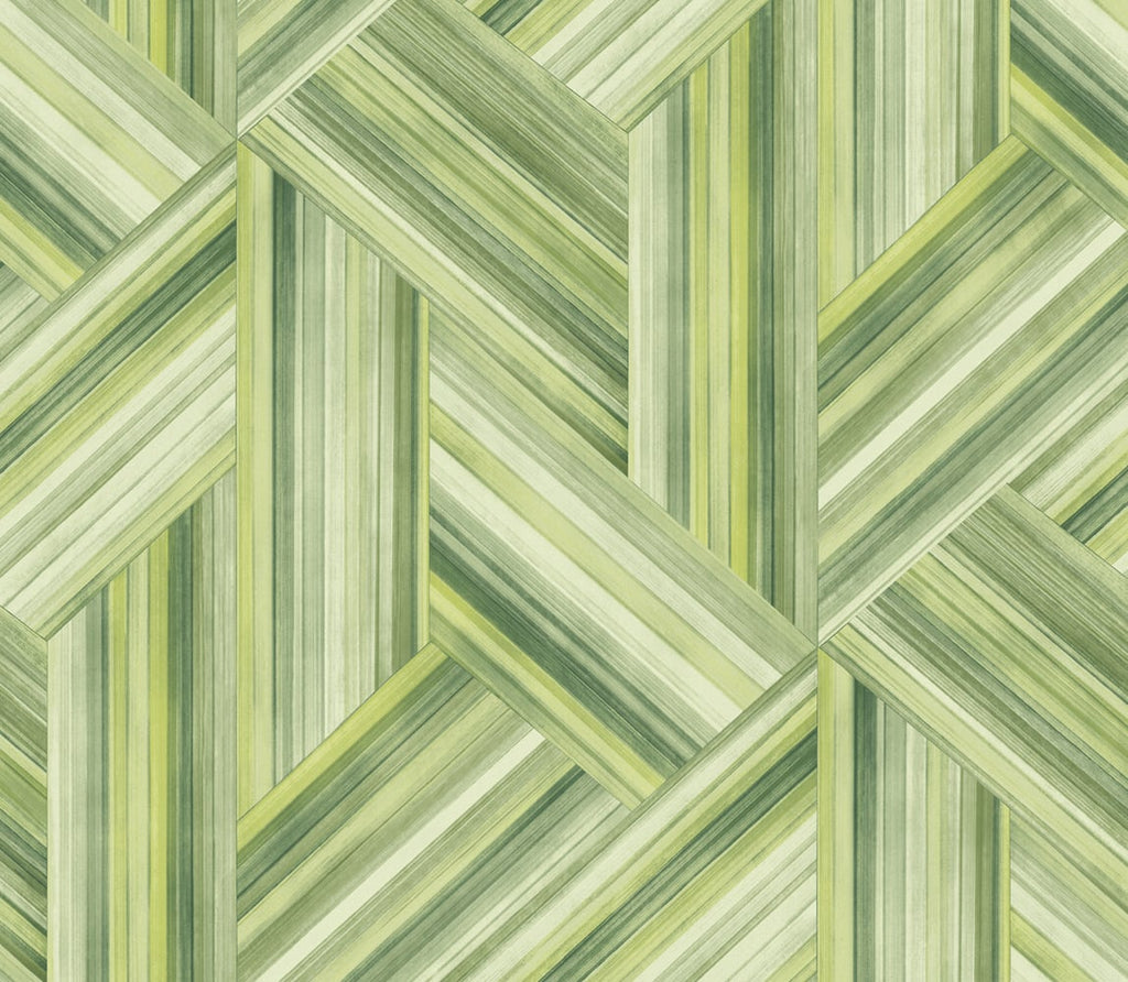Malibu Geo Inlay Wallpaper - Contemporary Geometric - Chartreuse and Basil | Malibu Wallpaper
