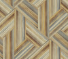 Malibu Geo Inlay Wallpaper - Contemporary Geometric - Saddle Brown and Steel | Malibu Wallpaper