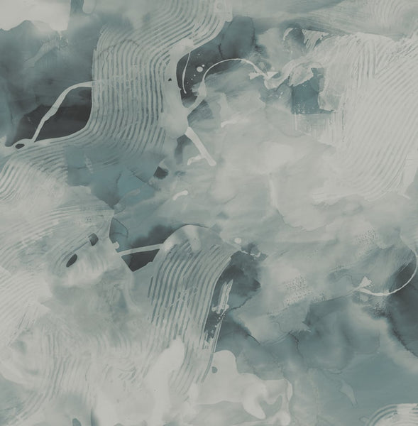 Malibu Notch Trowel Abstract Wallpaper - Contemporary Abstract - Sea Green and Pearl | Malibu Wallpaper