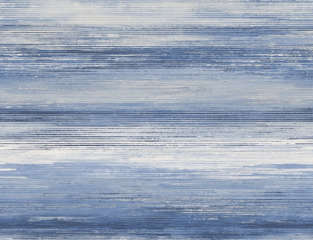 Malibu Sunset Stripes Wallpaper - Contemporary Stripe - Moody Blue and Frost | Malibu Wallpaper