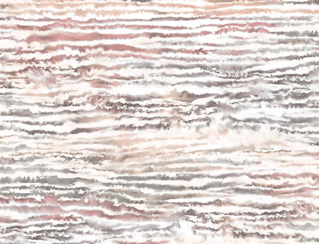 Malibu Watercolor Waves Wallpaper - Contemporary Abstract - Smoked Peach | Malibu Wallpaper
