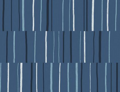 Block Lines Contemporary Geometric - Blueberry, Midnight, and Blue Skies | Architectural Wallcoverings