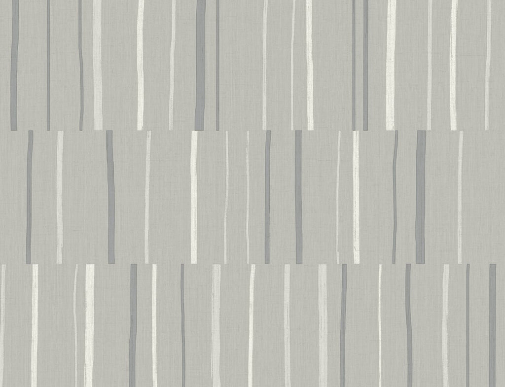 Malibu Block Lines Wallpaper - Contemporary Geometric - Metallic Silver and Cove Gray | Malibu Wallpaper