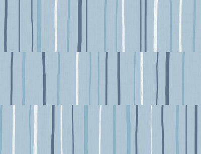 Block Lines Contemporary Geometric - Bluebird, Navy, and Glacier White | Architectural Wallcoverings