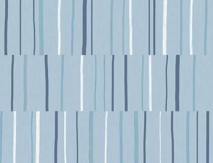 Block Lines Contemporary Geometric - Bluebird, Navy, and Glacier White | Architectural Wallcoverings