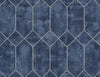 Malibu Geo Faux Wallpaper - Contemporary Geometric - Denim Blue and Metallic Silver | Malibu Wallpaper