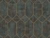 Malibu Geo Faux Wallpaper - Contemporary Geometric - Rust, Forest Green, and Metallic Gold | Malibu Wallpaper