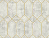 Malibu Geo Faux Wallpaper - Contemporary Geometric - Silver Birch and Metallic Gold | Malibu Wallpaper