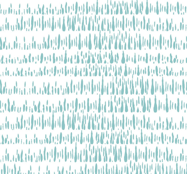 Malibu Brush Marks Wallpaper - Contemporary Abstract - Teal and White | Malibu Wallpaper