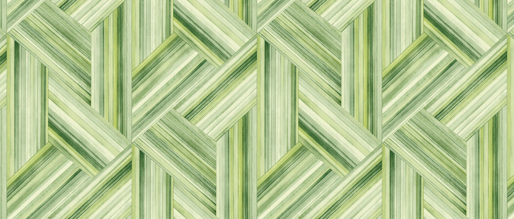 Fentucci Geo Inlay Fabric Wallpaper - Contemporary Geometric - Chartreuse and Basil | Malibu Wallpaper