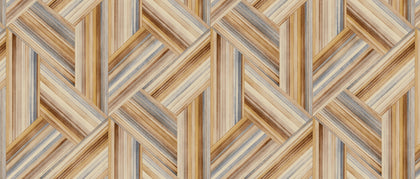 Fentucci Geo Inlay Fabric Contemporary Geometric - Saddle Brown and Steel | Architectural Wallcoverings