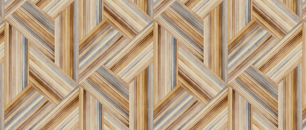 Fentucci Geo Inlay Fabric Contemporary Geometric - Saddle Brown and Steel | Architectural Wallcoverings