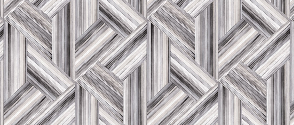 Fentucci Geo Inlay Fabric Wallpaper - Contemporary Geometric - Cove Gray and Carrara | Malibu Wallpaper