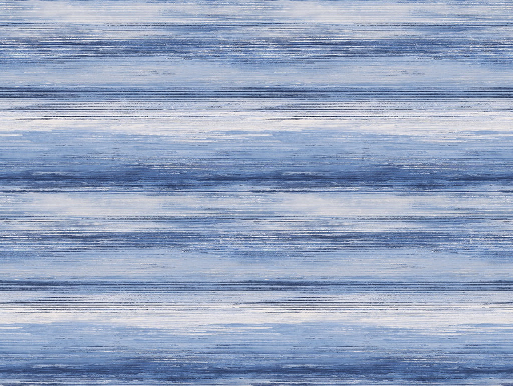 Fentucci Sunset Stripes Fabric Wallpaper - Contemporary Stripe - Moody Blue and Frost | Malibu Wallpaper
