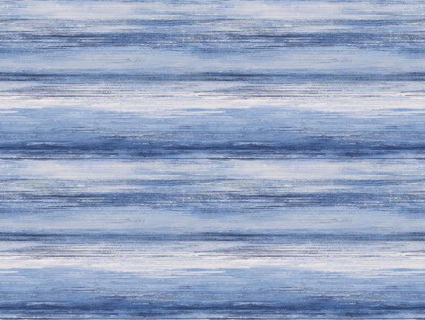 Fentucci Sunset Stripes Fabric Wallpaper - Contemporary Stripe - Moody Blue and Frost | Malibu Wallpaper