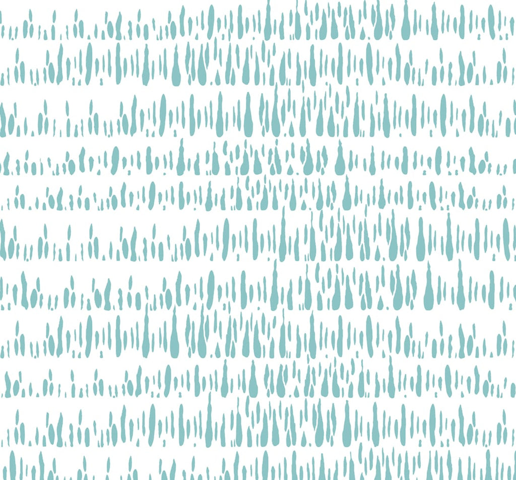 Fentucci Brush Marks Fabric Wallpaper - Contemporary Abstract - Teal and White | Malibu Wallpaper