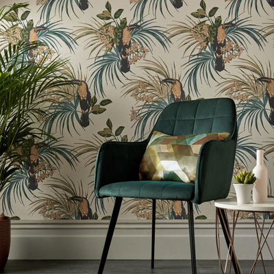 Le Toucan - Emerald Green Wallcovering | 1838 Wallcoverings