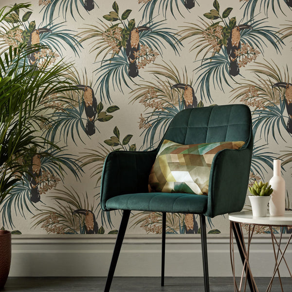 Le Toucan - Emerald Green Wallcovering | 1838 Wallcoverings