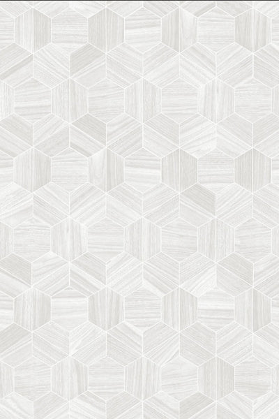 Hive Wood Geometric White Wallpaper | Arte Europe