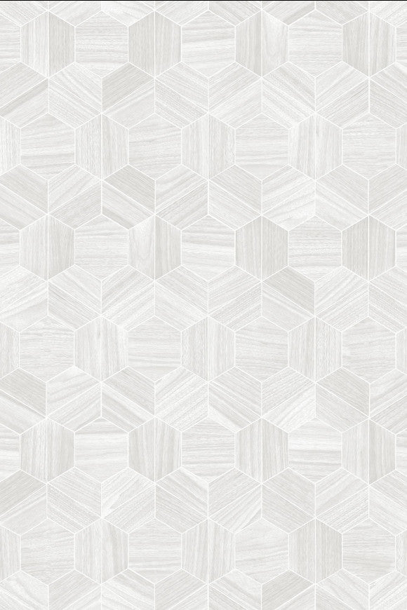 Hive Wood Geometric White Wallpaper | Arte Europe