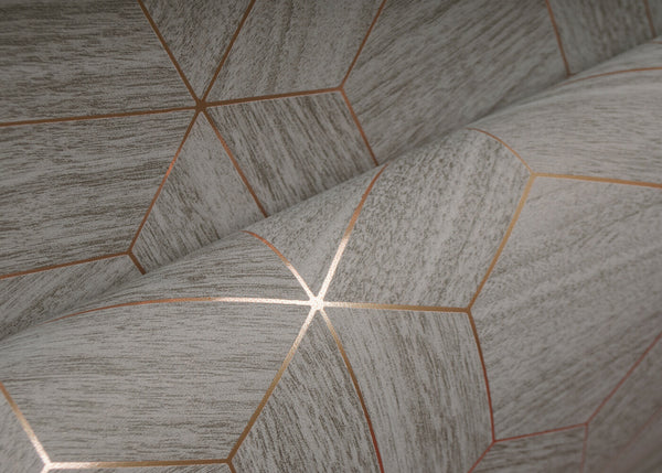 Hive Wood Geometric Taupe Grey Wallpaper | Arte Europe