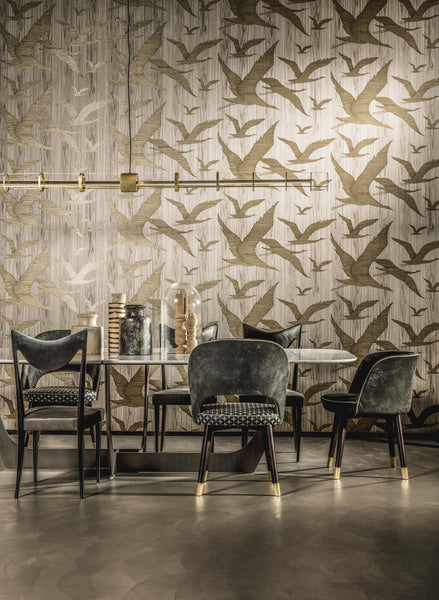 Hover Inlaid Wood Gold.  Wallpaper | Arte Europe