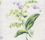 Lilies of the Valley, Greens Lavender on Almost White Linen Sheer