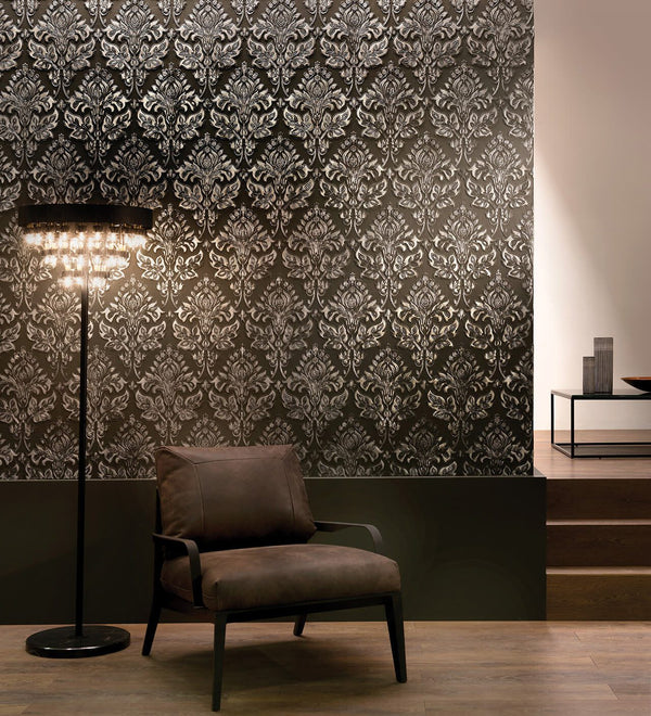 Tapestry Embossed Damask Natural Paintable Sidewall | Lincrusta