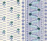 Links II, Multi Green Lavender Periwinkle on Cotton Sateen